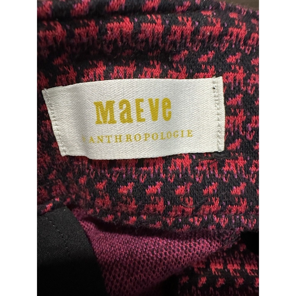 Anthropologie Maeve The Naomi Flare Wide Leg Pants Sz 16P Houndstooth Red ST13-4 - Picture 2 of 12